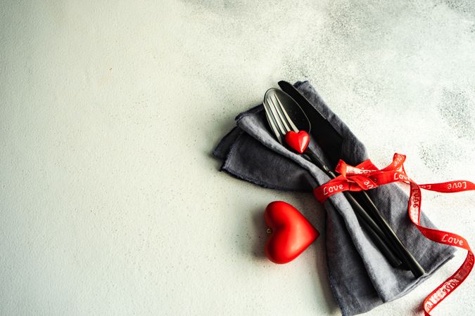 Silverware for Valentine's day with hearts
