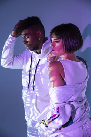 Trendy dancers posing for camera