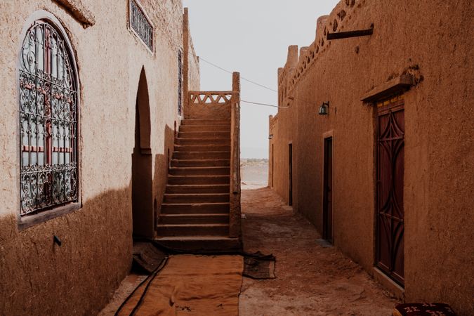 Stairway of traditional Arab house on street
