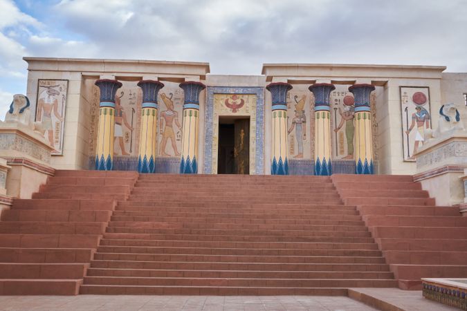 Ancient building with high columns and big steps