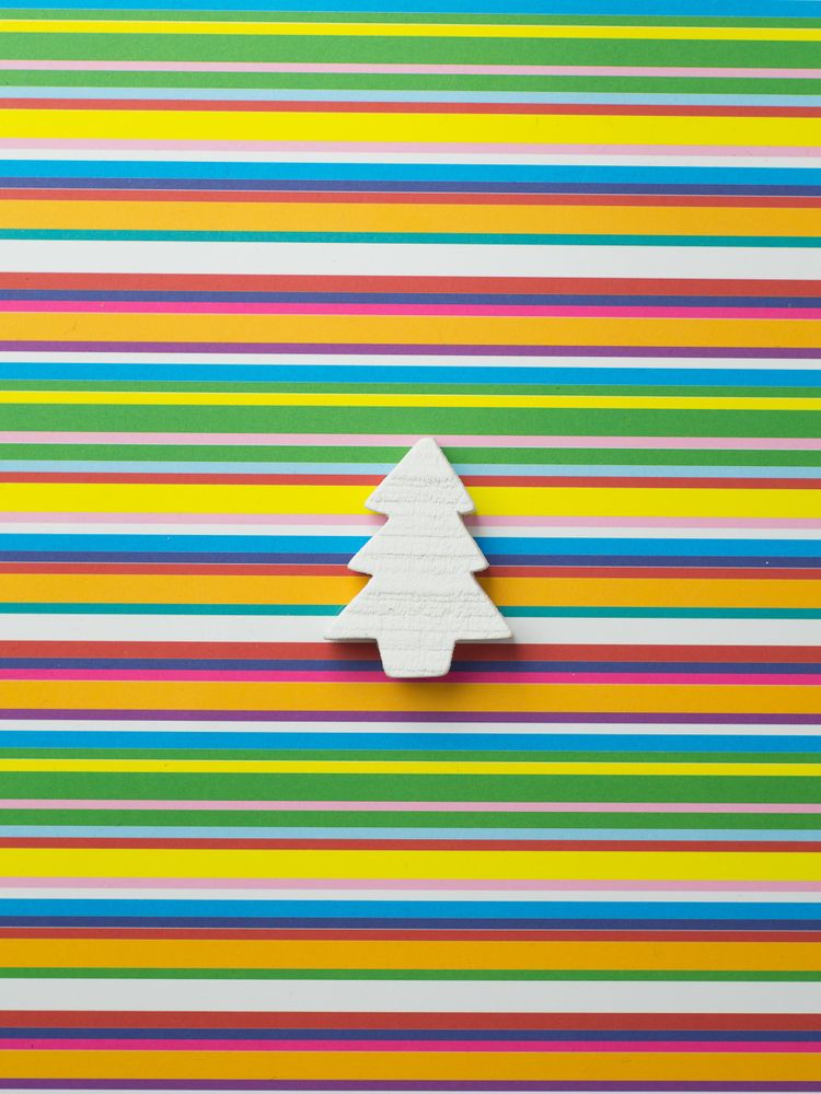 Light pine tree on horizontal stripped pattern background