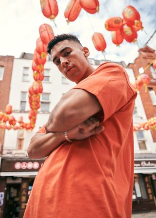 Young man posing in Chinatown