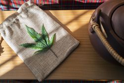 Canvas bag with marijuana leaf