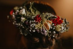 Beautiful floral headband on anonymous woman