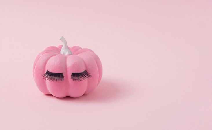 Pink Halloween pumpkin with make up