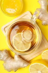 Cold treatment, healthcare concept - tea with ginger