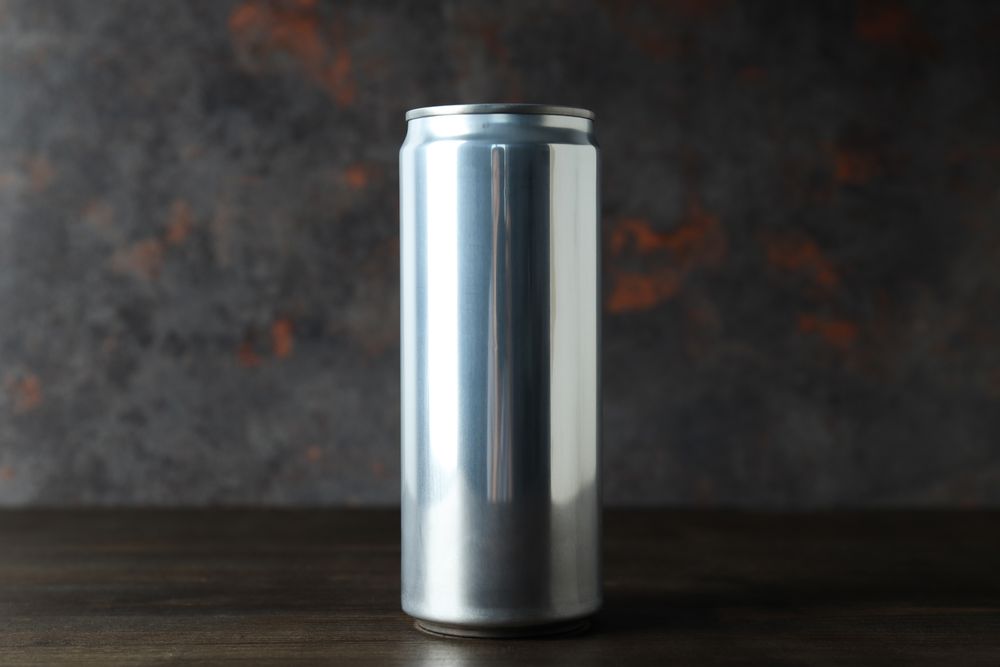 Concept of drink, blank can with space for label
