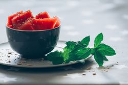 Fresh fruit served on plate