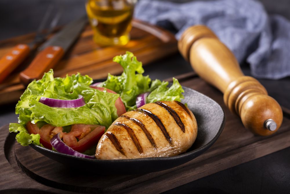 Tasty grilled chicken with salad.