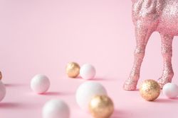 Pink glitter horse legs with gold and shiny decorations