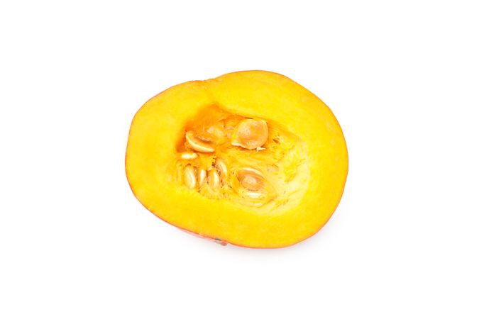 Concept of Autumn vibe food, Pumpkin, Pumpkin seeds, isolated on light background