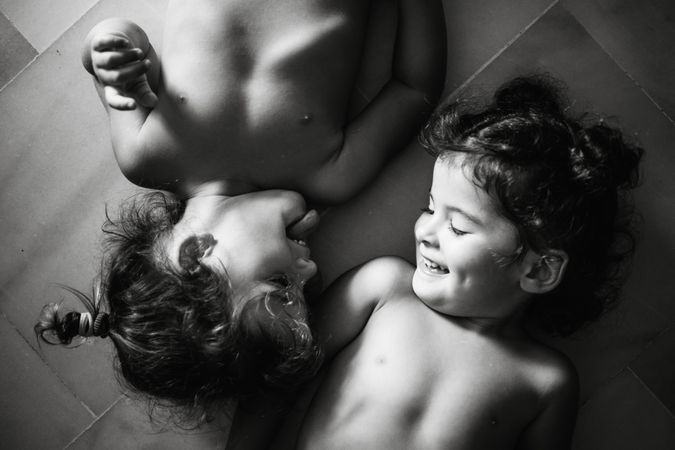 Cute little girls playing at home