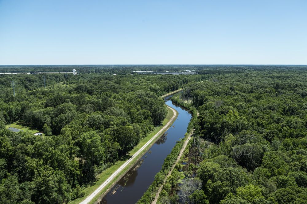 Aerial view of Pipe Makers Canal in Savannah, Georgia
