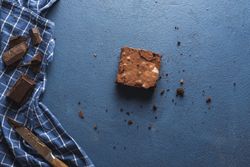 One brownie cake with chocolate crumbs