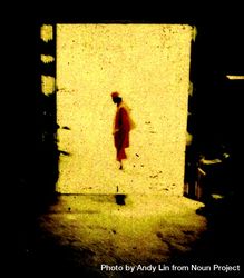 Silhouette of man in doorway in India 5rZe25