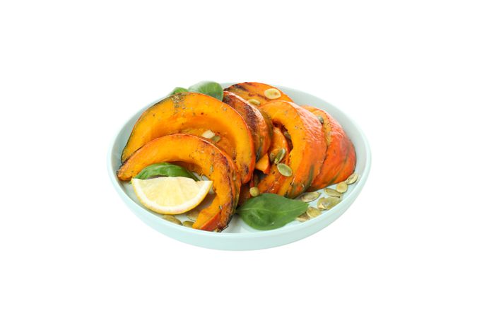 Baked pumpkin isolated on blank background
