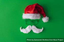 Santa hat with green background with glasses and mustache 5njll5