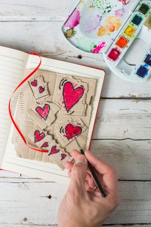 Love symbols hand painted in watercolor