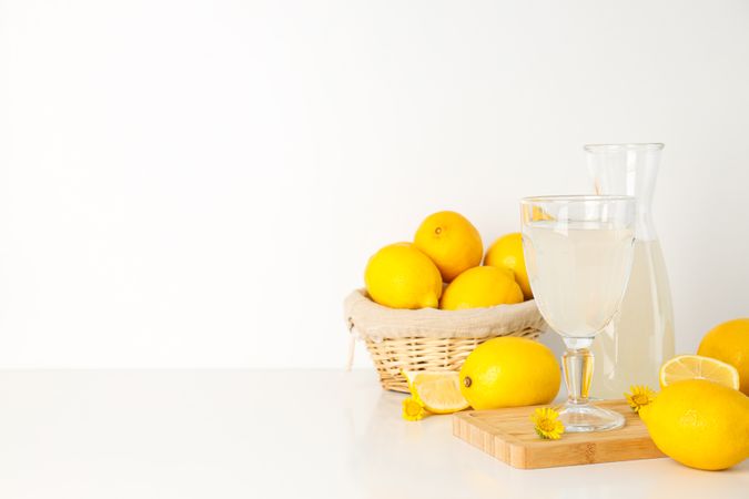Concept of fresh summer drink - Limoncello cocktail