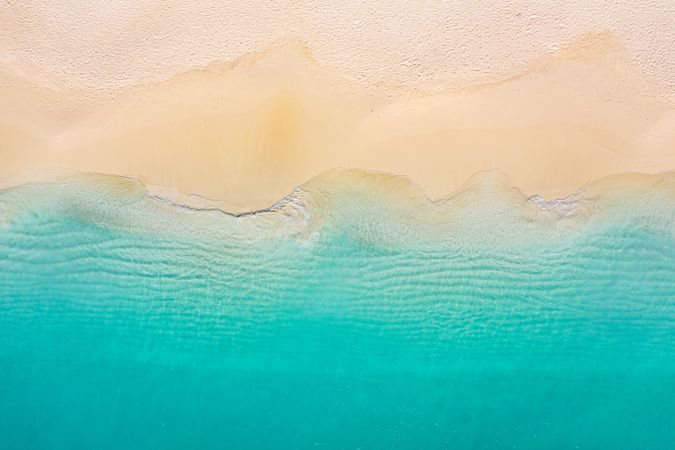 Landscape overhead shot of a tropical beach with clear waters