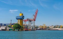 Freighters by the Black sea in Odessa, Ukraine