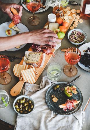 Charcuterie, with wine and snacks