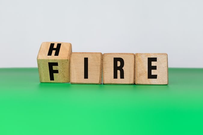flipping wooden blocks with hire and fire