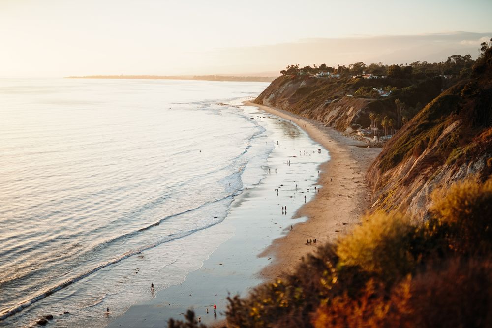 People on seashore during golden hour