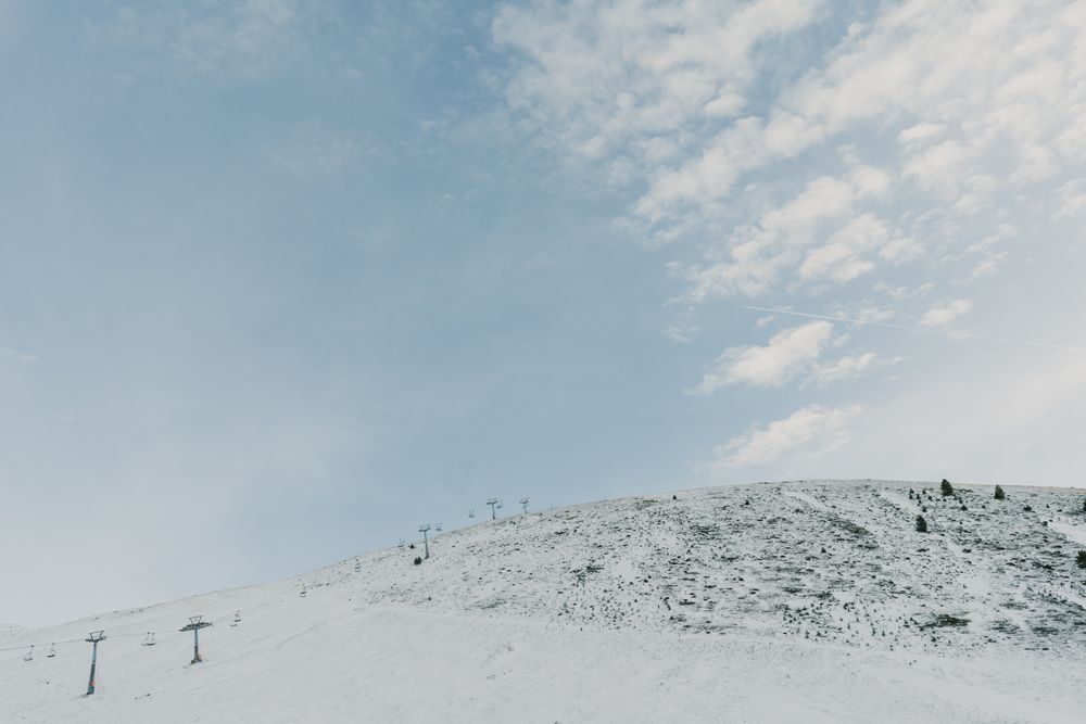 Wonderful view of hills in snow