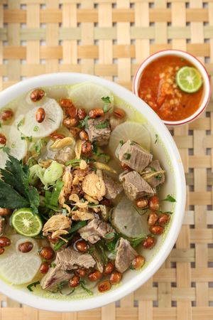 Soto Daging Bandung Delicious Beef Clear Soup from West Java Indonesia