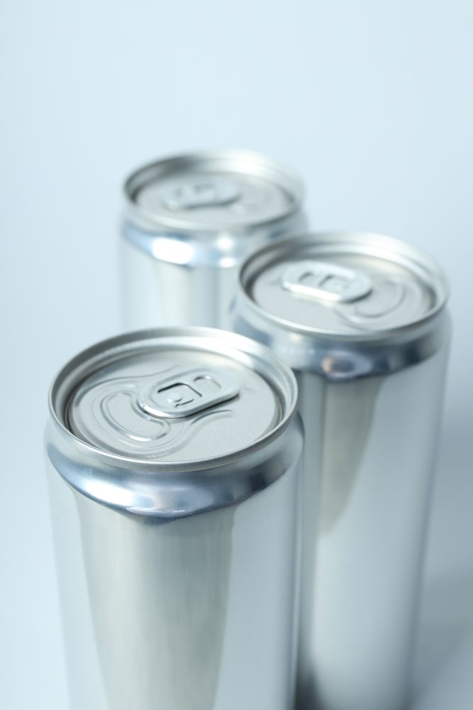Concept of drink, blank cans with space for label