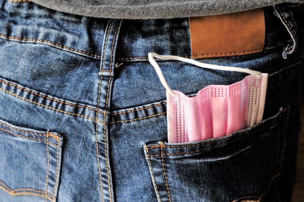 Facemask in back pocket