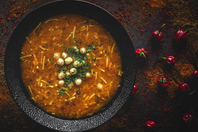Traditional Harira soup for Ramadan