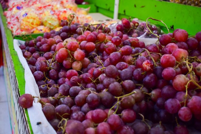 Red grapes for sale in market