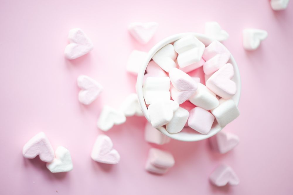 St. Valentines concept with marshmallow