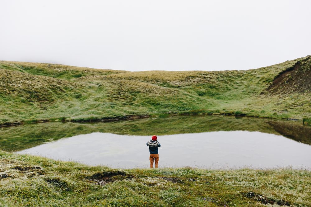 Man looking over the water