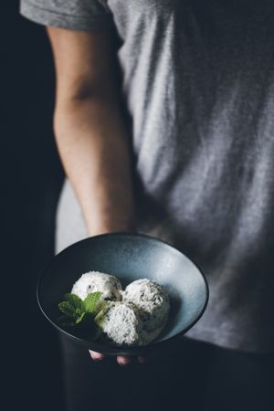 Stracciatella ice cream balls