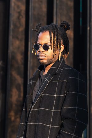 Stylish Black man with dreadlocks in buns