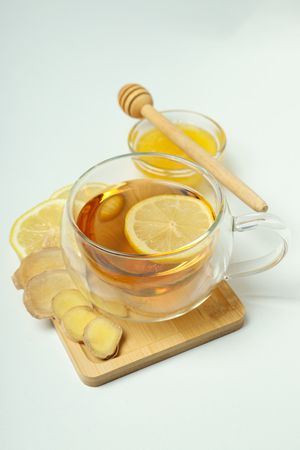 Cold treatment, healthcare concept - tea with ginger