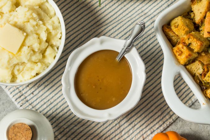 Homemade Thanksgiving Turkey Gravy in a Bowl