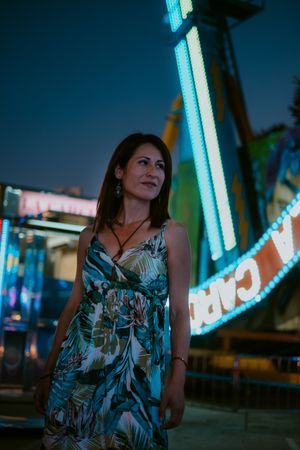 Woman in amusement park