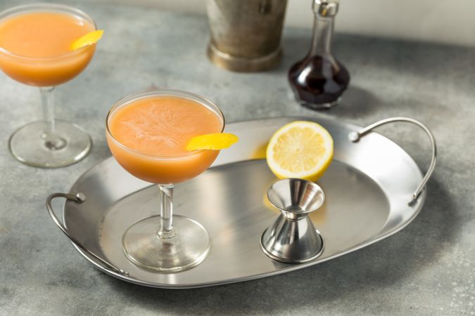 Cold Boozy Japanese Cocktail with Lemon