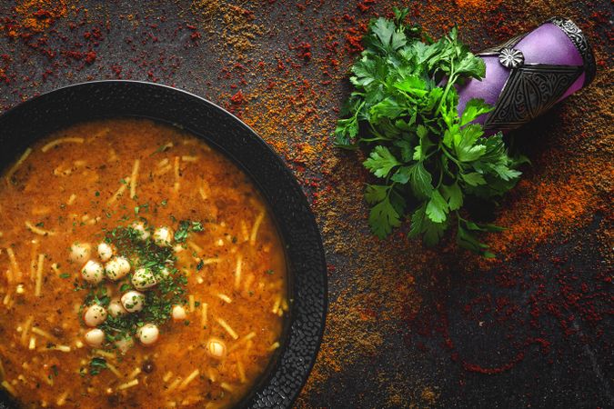 Traditional Harira soup for Ramadan