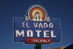 A classic sign for the 1937-vintage El Vado Motelon historic U.S. Route 66 0L1QP5