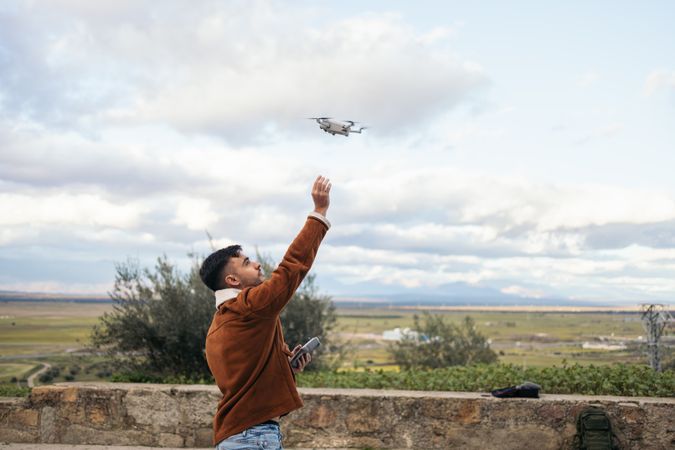 Drone Pilot Catching Drone