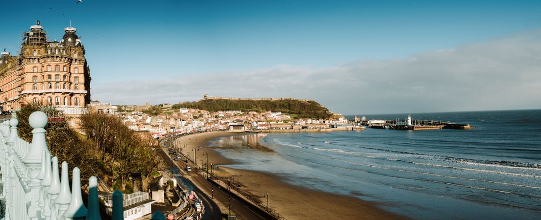 Picturesque seacoast back bay in Yorkshire, England