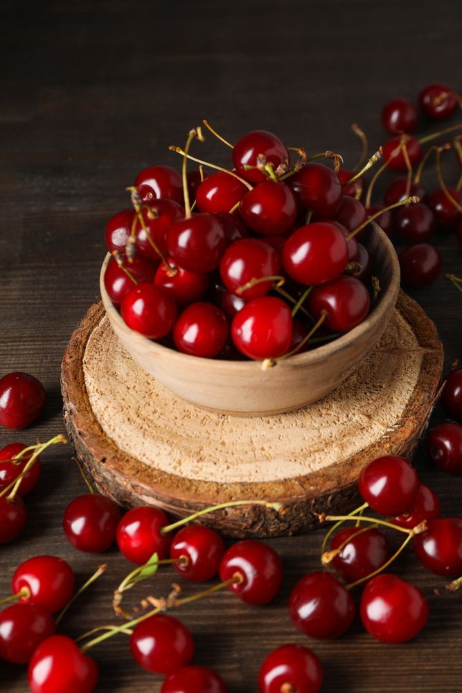 Concept of fresh summer food - delicious cherry