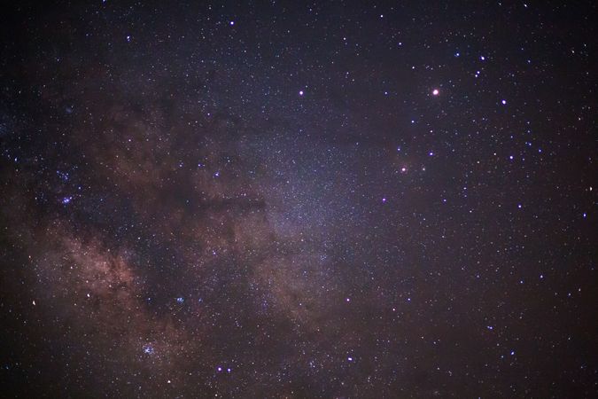 milky way galaxy and space dust in the universe, Long exposure photograph, with grain.