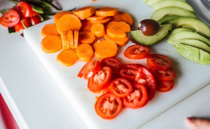 Cut vegetables for salad