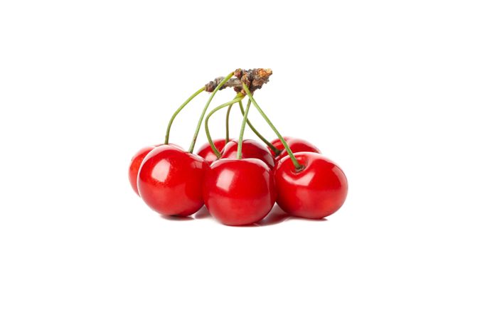 Fresh red cherry isolated on plain background